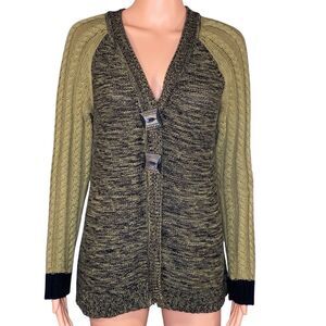 Willow Earthtone Cardigan Sweater Bohorevival Festival Large Button Detail SZ M